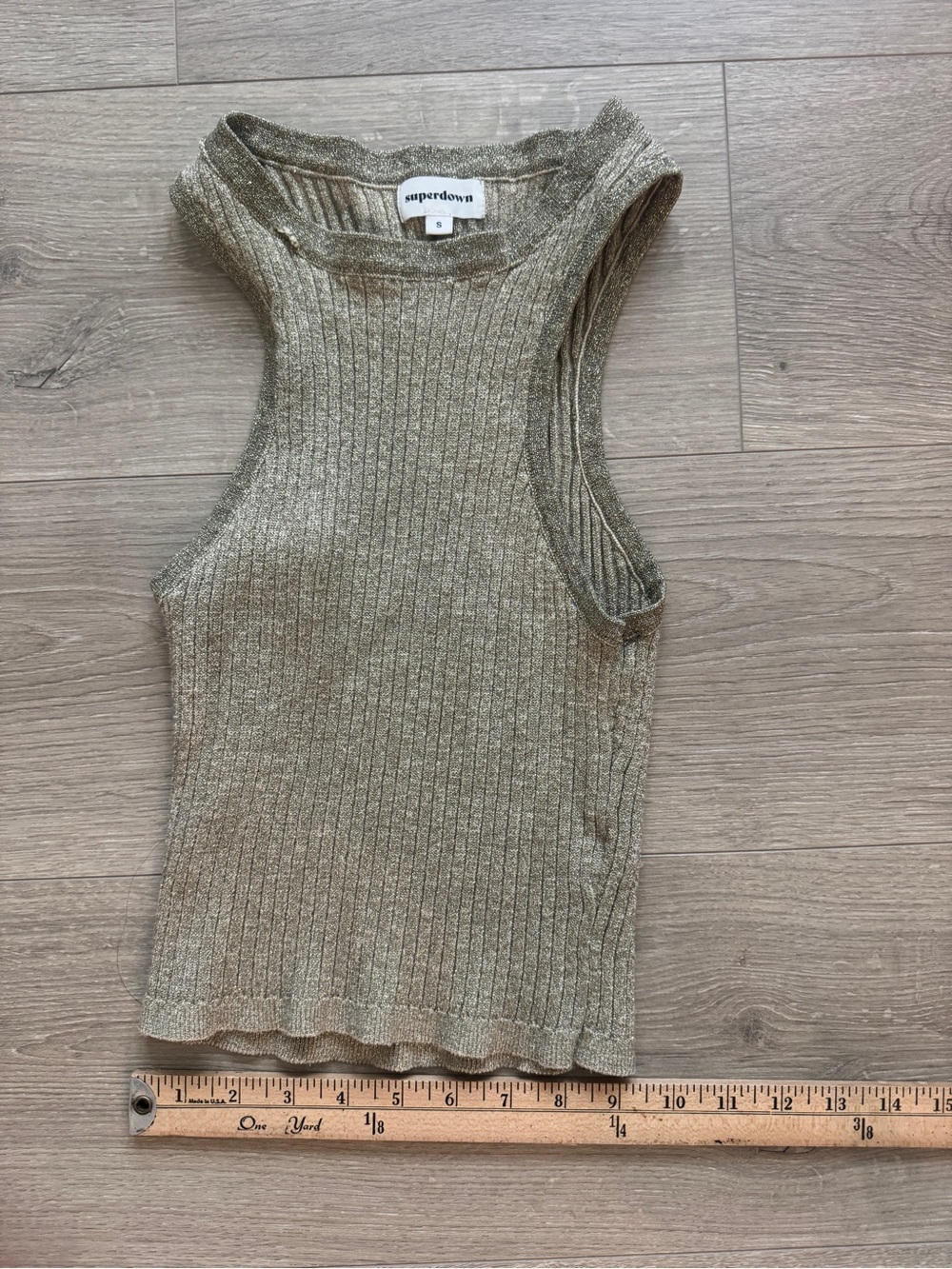 superdown Metallic Ribbed Tank Top - Gold - Picture 5 of 8